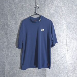Nike Michigan Wolverines Dri-FIT Team Issue Mock Neck T-Shirt Blue Large